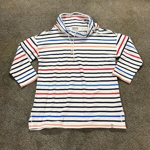 NWOT T by Talbots Cowl Neck 3/4 sleeve Striped Shirt